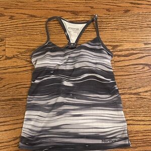 Marmot Women's Black and Gray Wave-Print Racerback Tank